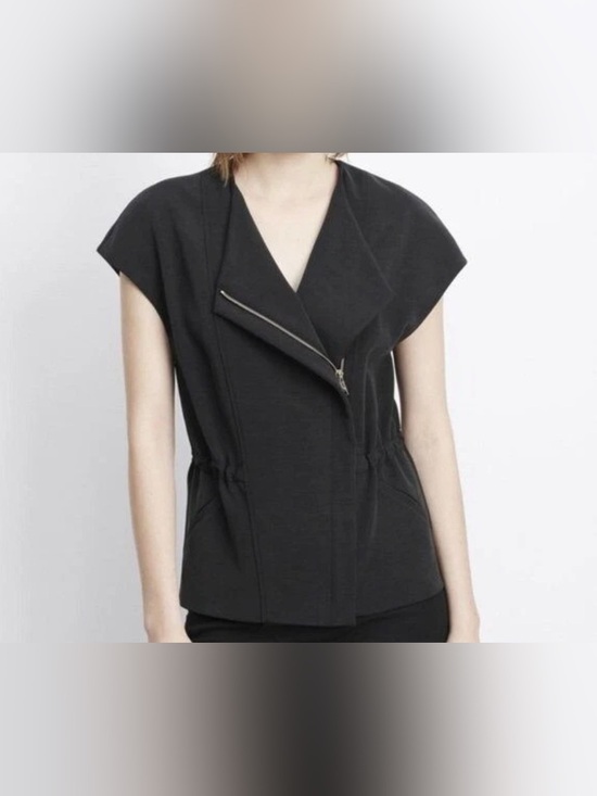 Vince Tops - Vince Black Cupro Asymmetric Zip Front Vest Women's Size Small